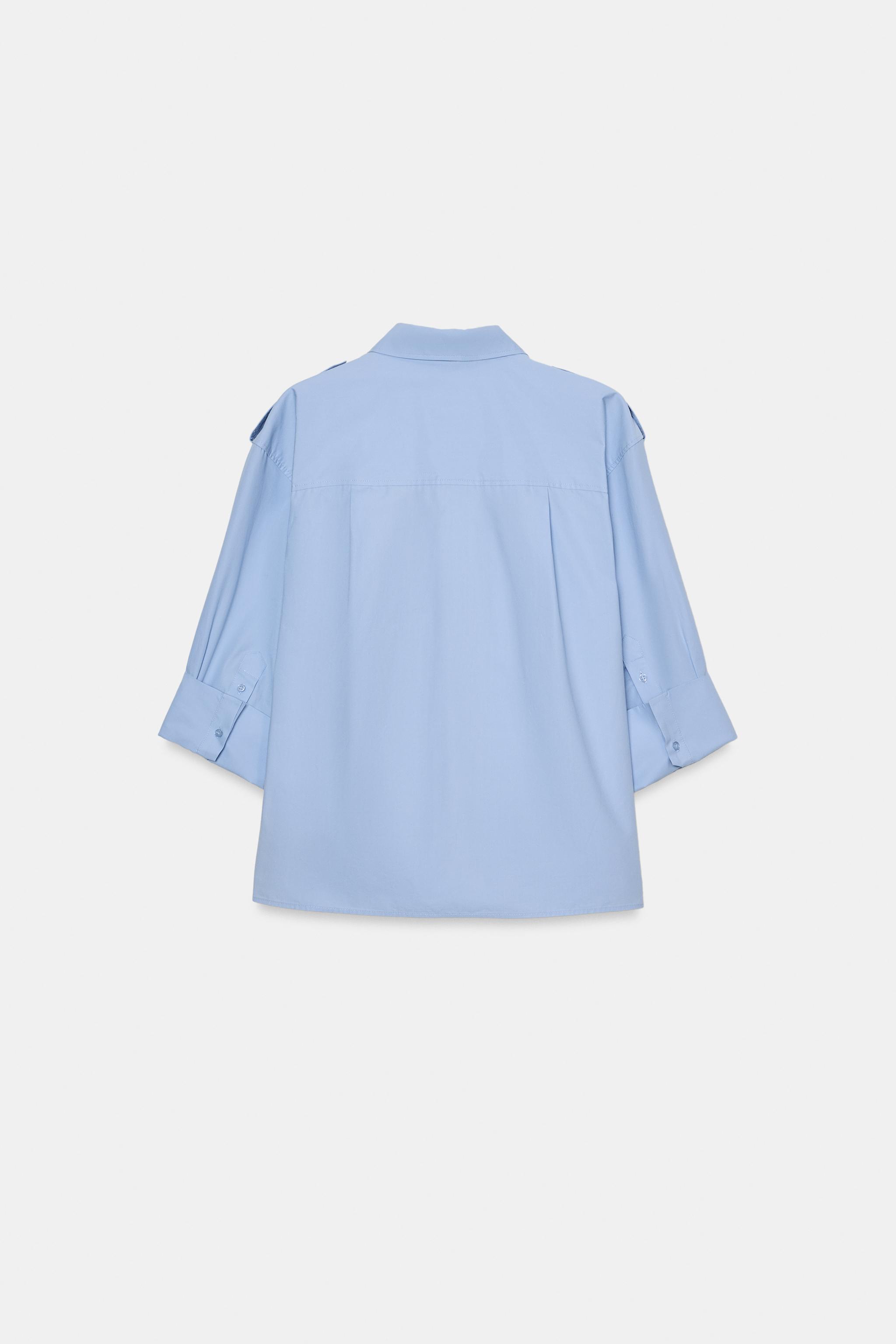 POPLIN SHIRT WITH POCKETS ZW COLLECTION